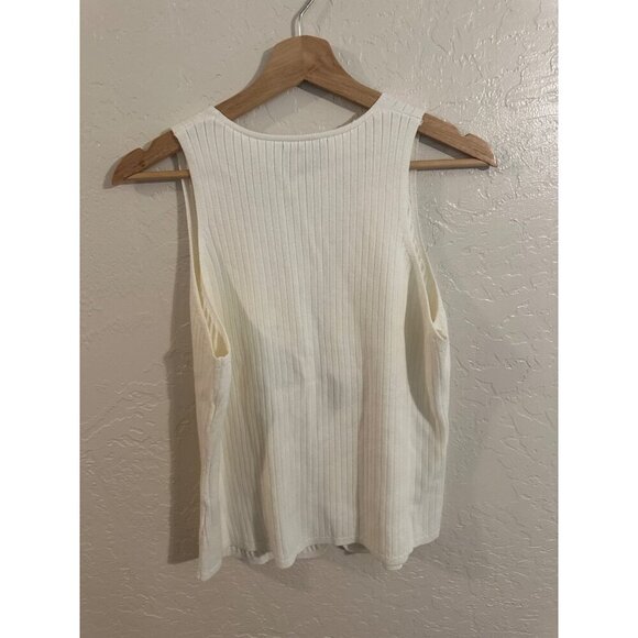 Anthropologie Greylin White Ribbed Buttoned Vest - Picture 9 of 10